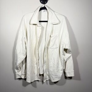 PINK Victoria's Secret‎ Cream Oversized Shirt Jacket Shacket Top L Womens